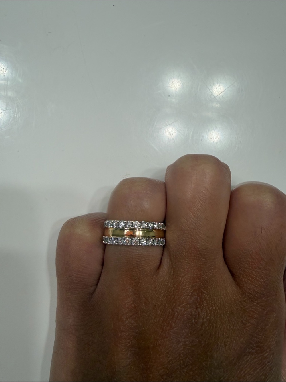 Real natural diamond 14k yellow gold wedding band 1.28 ct layered ring VS2 I